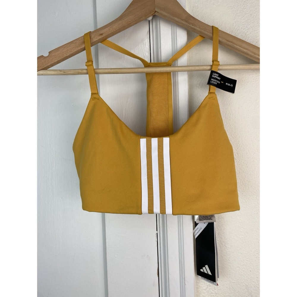NWT Adidas Aeroready Women's M Yellow Light Support Racerback Sports Bra